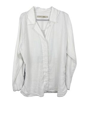 Cynthia Ashby White Linen Shirt Tunic Lagenlook